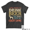 Great Dane Dad Drink Beer Hang With Dog Funny Men Vintage T-shirt