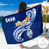 Guam Sarong Guam Seal Polynesian Patterns Plumeria Blue Hawaiian Pareo Beach Wrap