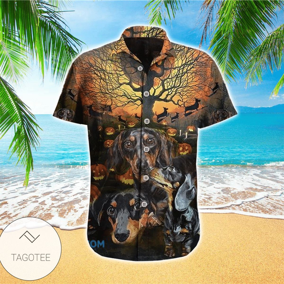 Happy Halloween Pumpkin Funny Dachshund Family And Haunting Tree The Best Gift For Dog Lovers Hawaiian Shirt