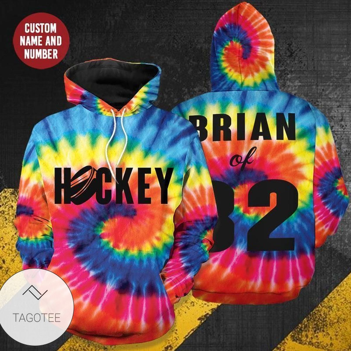 Hockey Tie Dye Personalized Name Hoodie