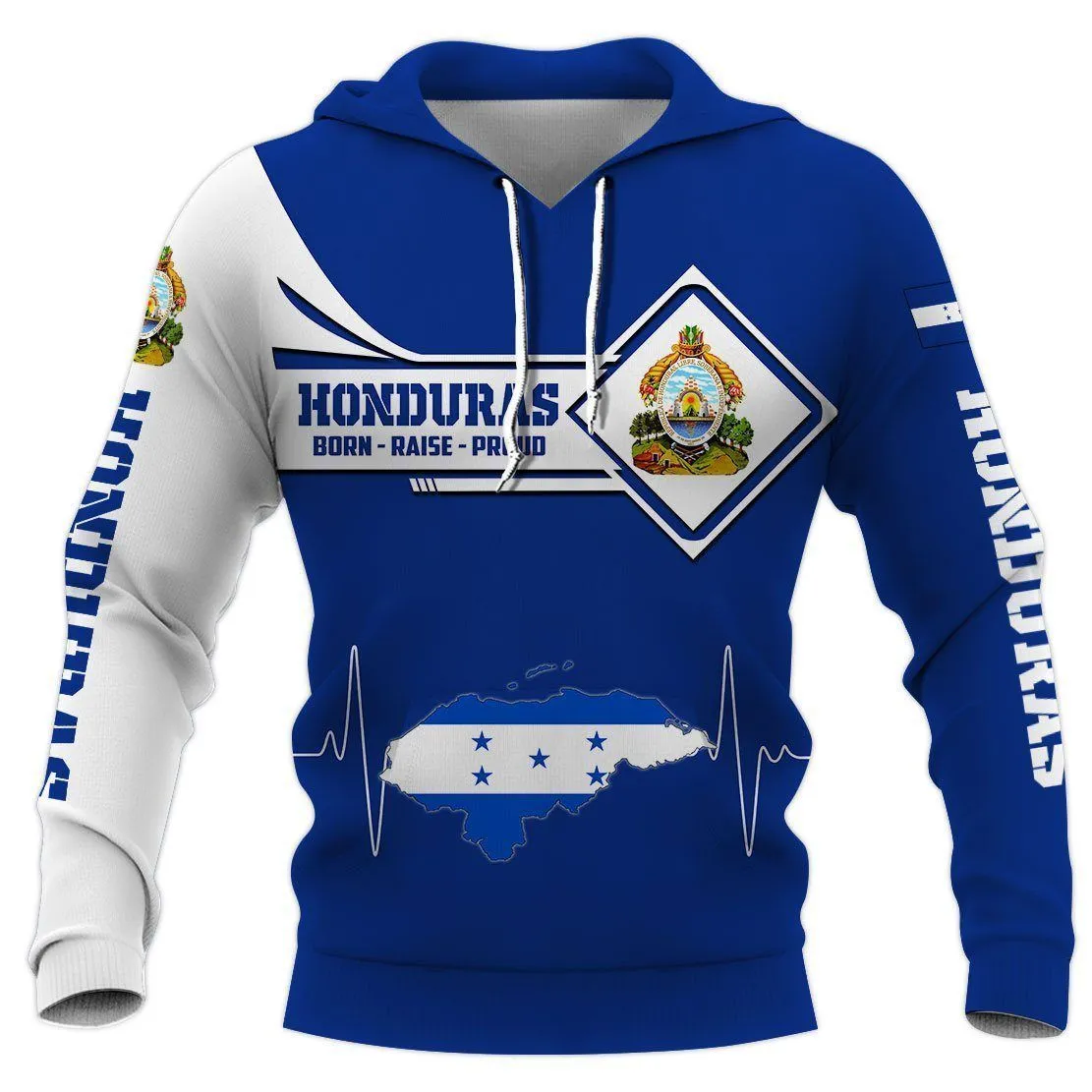 Honduras Born Raise Proud Blue Hoodie