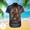 Horse Leather Love Brown Grey Hawaiian Shirt