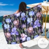 Iris Pattern Print Sarong Womens Swimsuit Hawaiian Pareo Beach Wrap