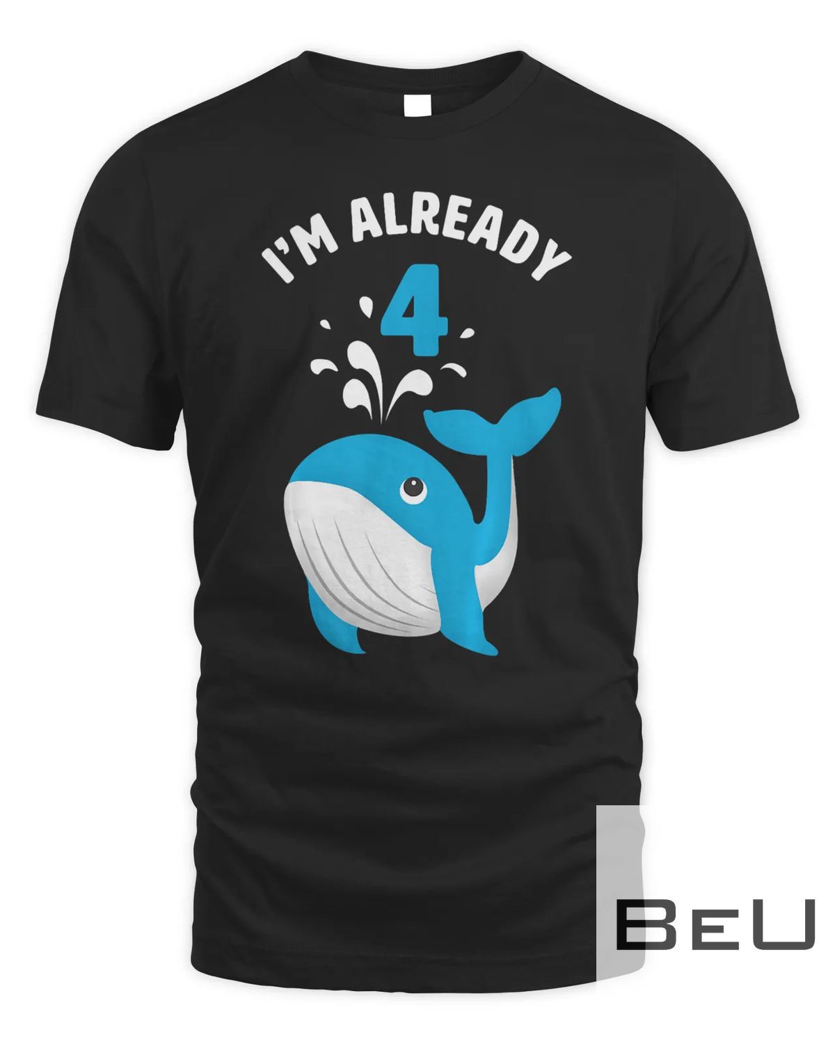 Kids 4th Birthday 4 Years Old Whale Orca Fish Ocean Design T-shirt