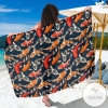 Koi Carp Cute Design Themed Print Sarong Womens Swimsuit Hawaiian Pareo Beach Wrap