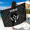 Kosrae Sarong Kosrae Flag In Polynesian Tattoo Style Black Hawaiian Pareo Beach Wrap