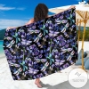 Lavender Dragonfly Pattern Print Sarong Womens Swimsuit Hawaiian Pareo Beach Wrap