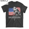 Mens Funny Proud English Bulldog Dad American Flag Patriotic Dog T-shirt