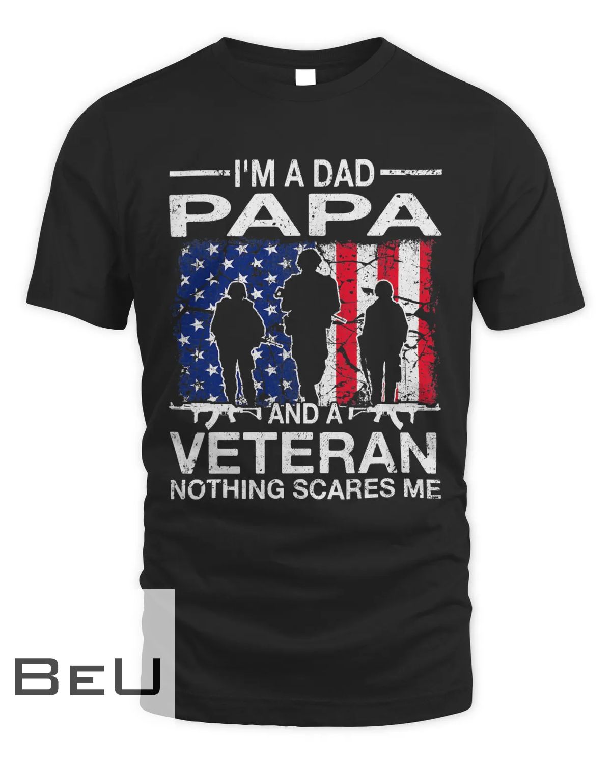 Mens I'm A Dad Papa And A Veteran For Dad Father's Day Grandpa T-shirt