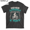 Mens Mountain Bike Ebike Biker Dad Grandpa Cyclist Gift E Bike T-shirt