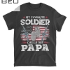 Mens My Favorite Soldier Calls Me Papa Usa Flag Dad Father Gift T-shirt