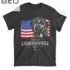 Mens Proud Labradoodle Dad American Flag Patriotic Dog Gift T-shirt