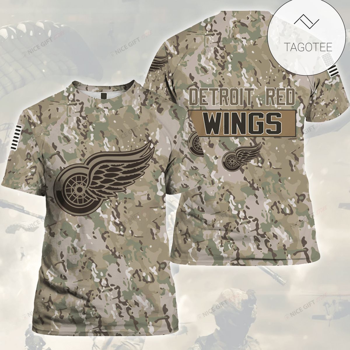 NHL Detroit Red Wings Camouflage 3D T-shirt