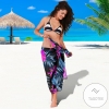 Neon Pink Hibiscus Pattern Print Sarong Womens Swimsuit Hawaiian Pareo Beach Wrap