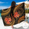 Palau Sarong Gold Plumeria Hawaiian Pareo Beach Wrap