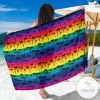 Palm Tree Rainbow Themed Print Sarong Womens Swimsuit Hawaiian Pareo Beach Wrap