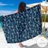 Peacock Feather Blue Design Print Sarong Womens Swimsuit Hawaiian Pareo Beach Wrap