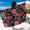 Peony Pattern Print Sarong Womens Swimsuit Hawaiian Pareo Beach Wrap