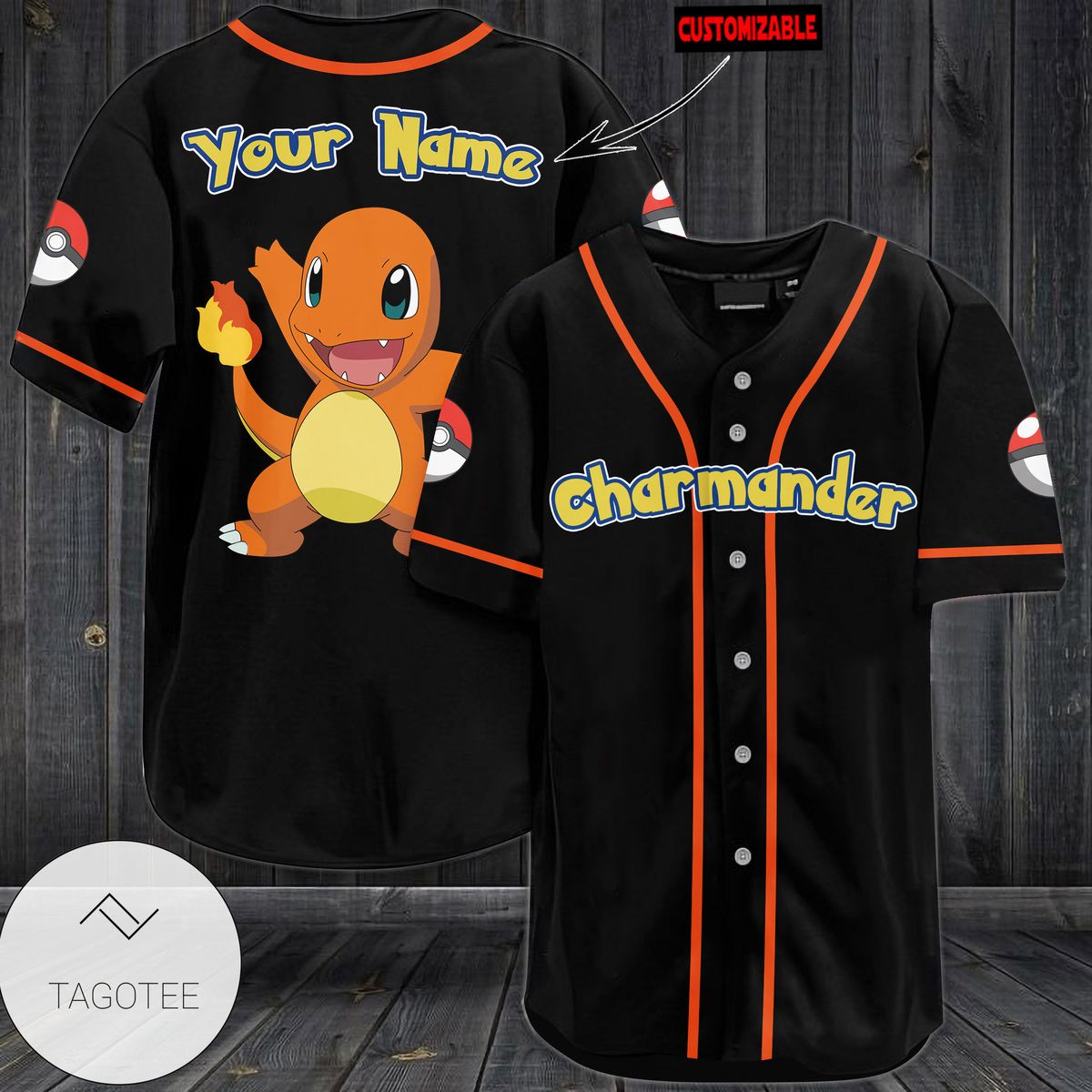 Personalized Charmander Baseball Jersey