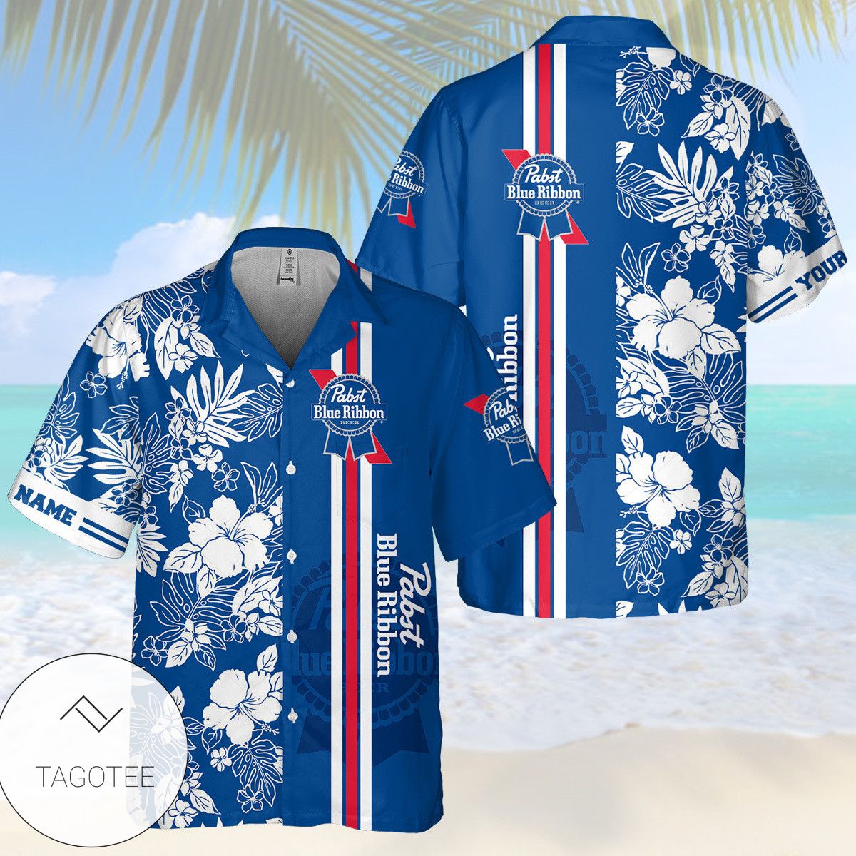Personalized Pabst Blue Ribbon Whiskey Hawaiian Shirt