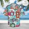 Photograph Blue Floral Tropical Polyester Hawaiian Shirt