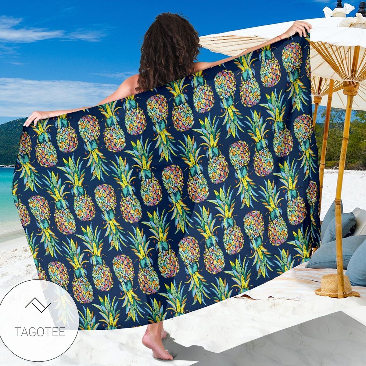 Pineapple Color Art Sarong Womens Swimsuit Hawaiian Pareo Beach Wrap