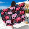 Pink Elephant Pattern Sarong Womens Swimsuit Hawaiian Pareo Beach Wrap