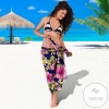 Pink Hibiscus Pattern Print Sarong Womens Swimsuit Hawaiian Pareo Beach Wrap