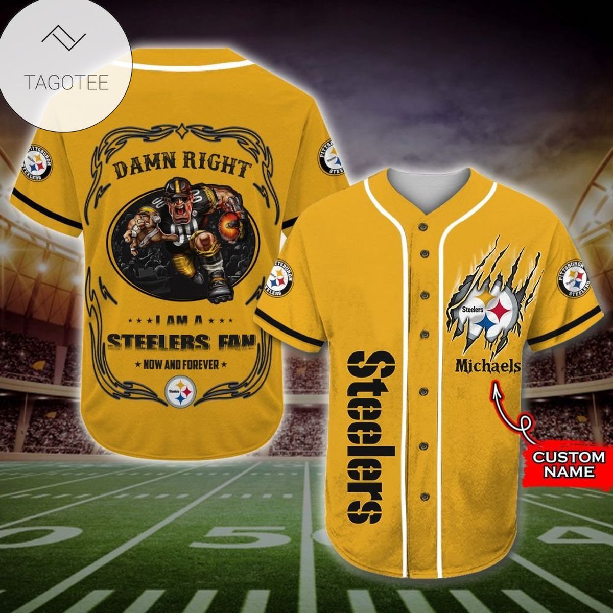 Pittsburgh Steelers Baseball Jersey Mascot Nfl - Premium Jersey Shirt - Custom Name Jersey Sport