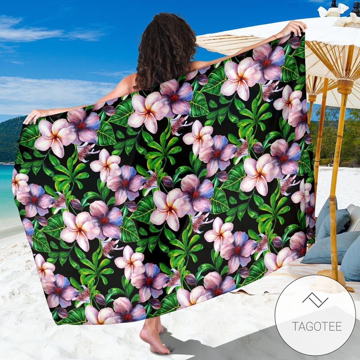 Plumeria Pattern Print Sarong Womens Swimsuit Hawaiian Pareo Beach Wrap
