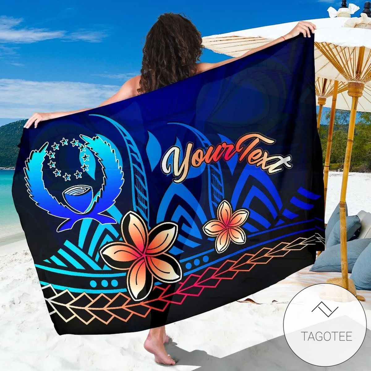Ponhpei Custom Personalised Sarong Vintage Tribal Mountain Hawaiian Pareo Beach Wrap
