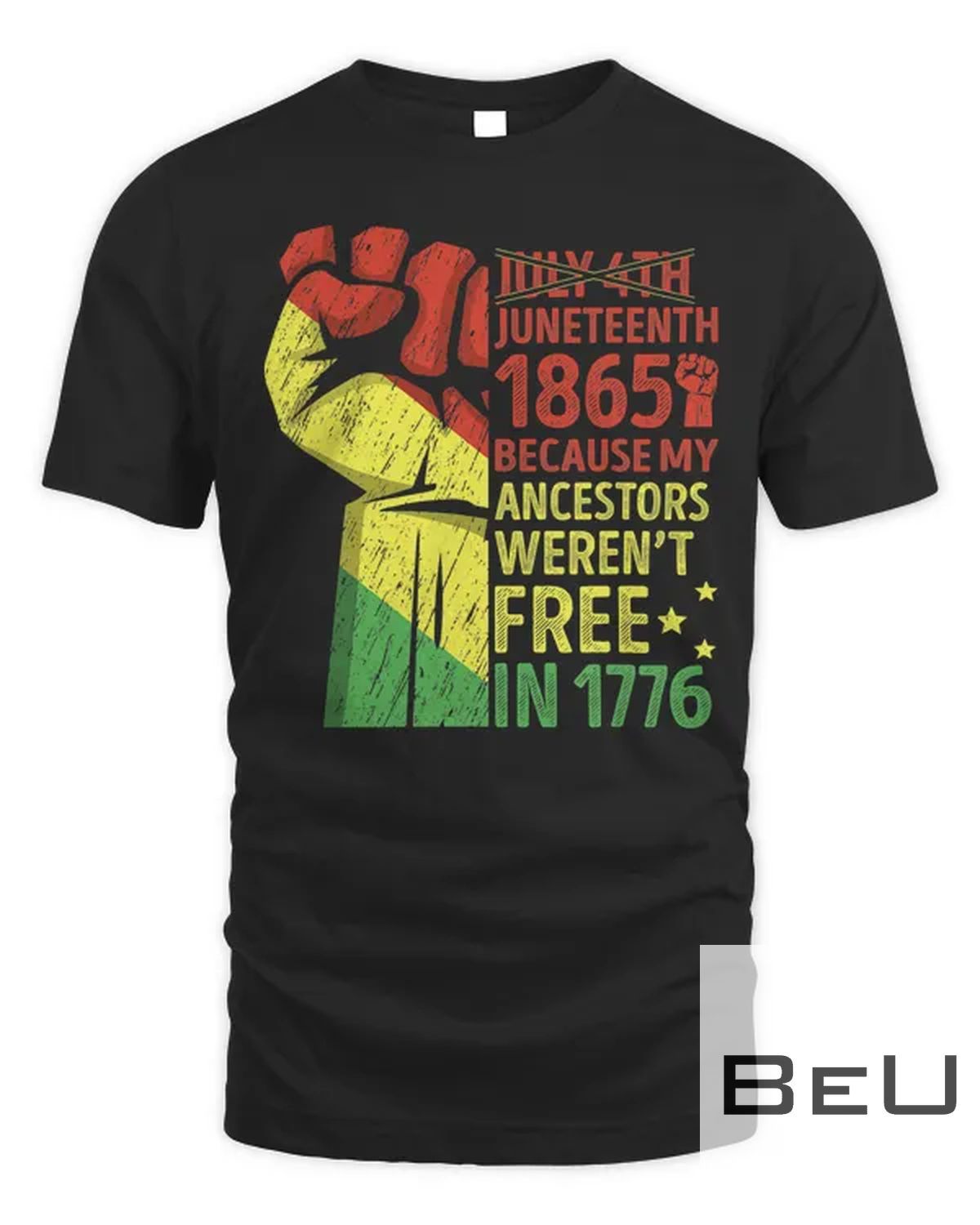 Retro July Fourth Juneteenth 1865 African Men Women Fist T-shirt