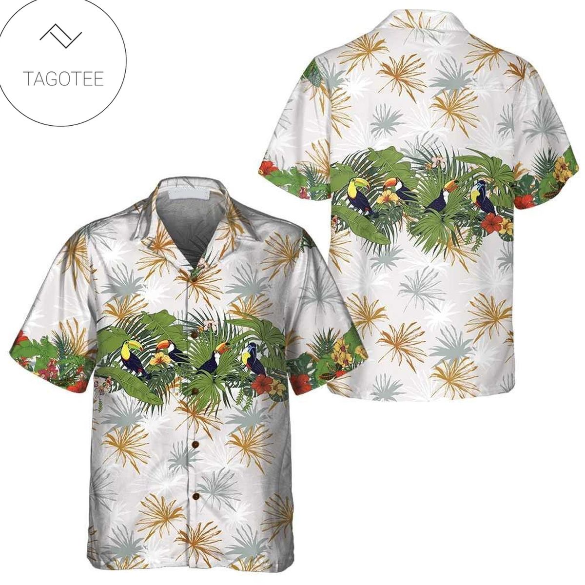 Retro Toucans And Tropical Plants Toucan Hawaiian Shirt