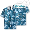 Rick And Morty Hawaiian Shirt Rick Wubba Lubba Dub Dub Tropical Pattern Blue White Hawaii Aloha Shirt