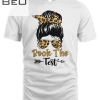 Rock The Test Teacher Testing Day Leopard Messy Bun Teacher T-shirt