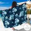 Rose Blue Pattern Print Sarong Womens Swimsuit Hawaiian Pareo Beach Wrap