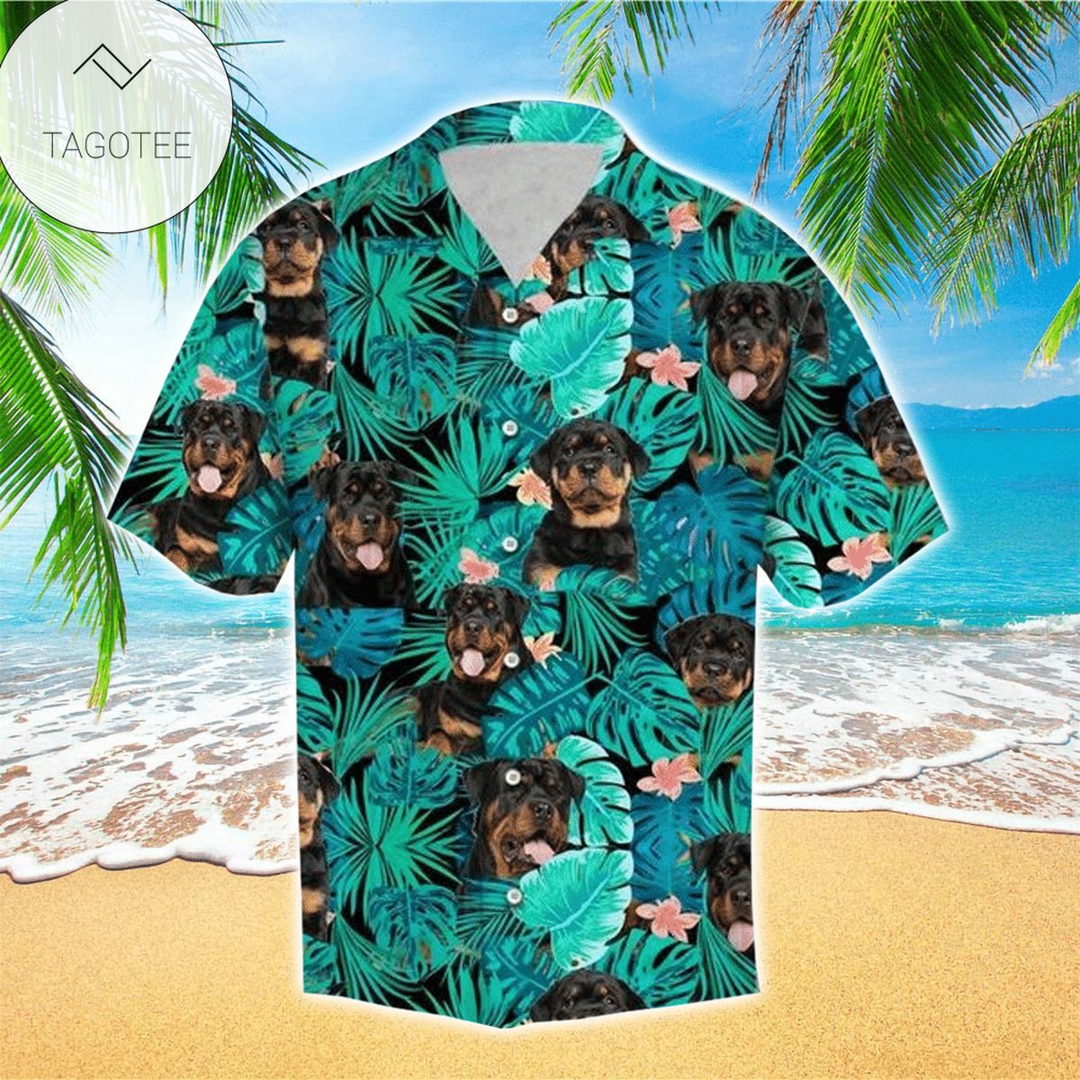 Rottweiler Tropical Hawaiian Shirt