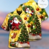 Santa Christmas Tree Yellow Hawaiian Shirt