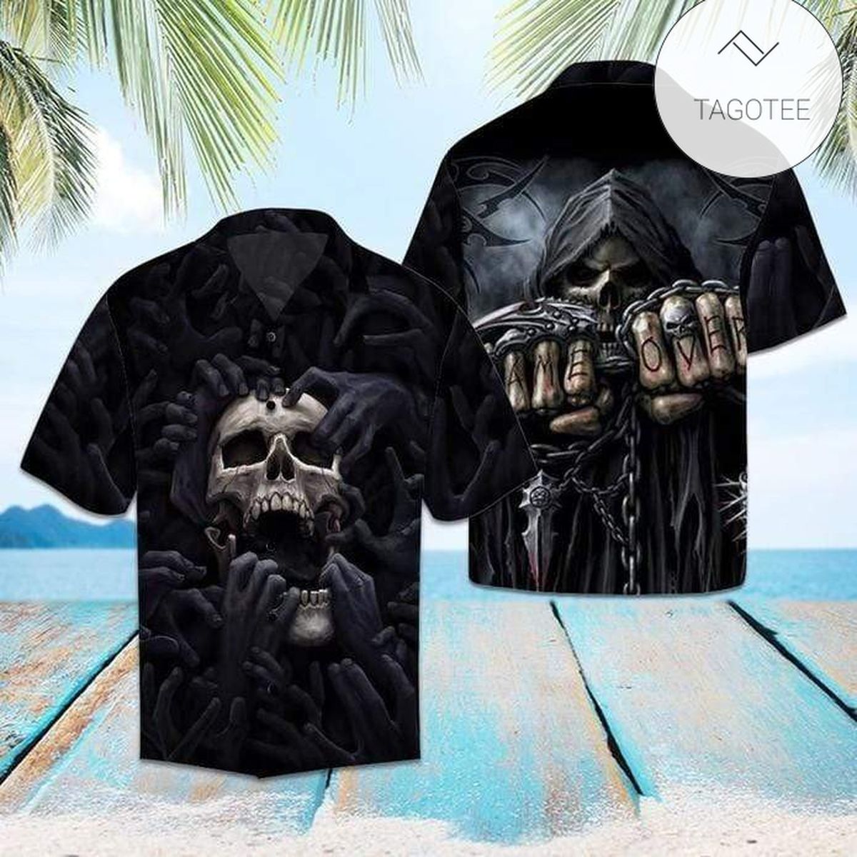 Scary Skeleton Skull Black Cool Halloween Hawaiian Shirts