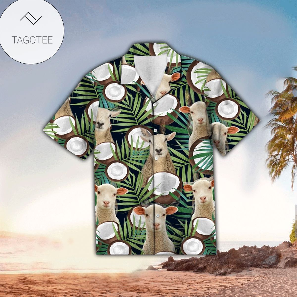 Sheep Coconut Tropical Green Unique Unisex Hawaiian Shirt