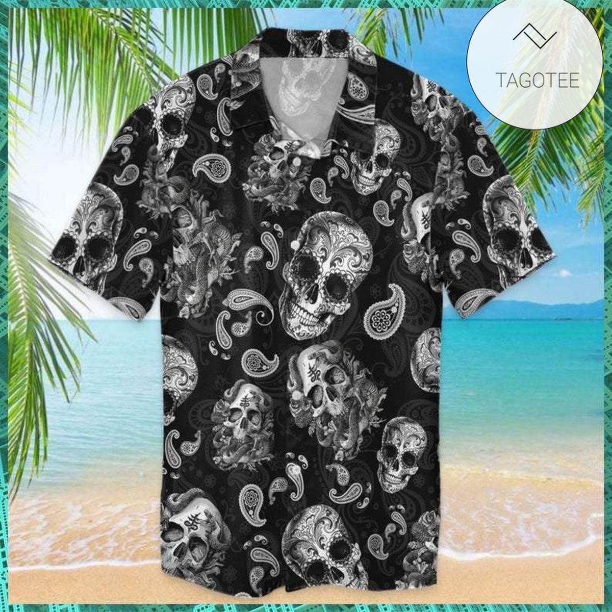 Skull Bandana Pattern Halloween Hawaiian Aloha Shirts KV