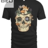 Skull With Mushrooms & Flowers T-shirt