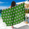 Soccer Ball Green Backgrpund Print Sarong Womens Swimsuit Hawaiian Pareo Beach Wrap