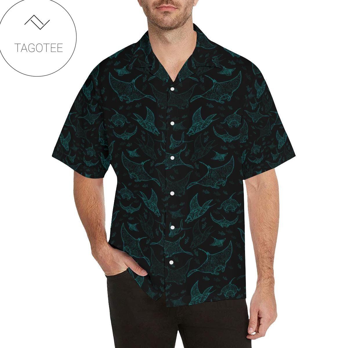 Stingray Pattern Print Design 02 Men’s All Over Print Hawaiian Shirt (model T58)