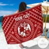 Tonga Personalised Sarong Tonga Seal With Polynesian Tattoo Style Red Hawaiian Pareo Beach Wrap