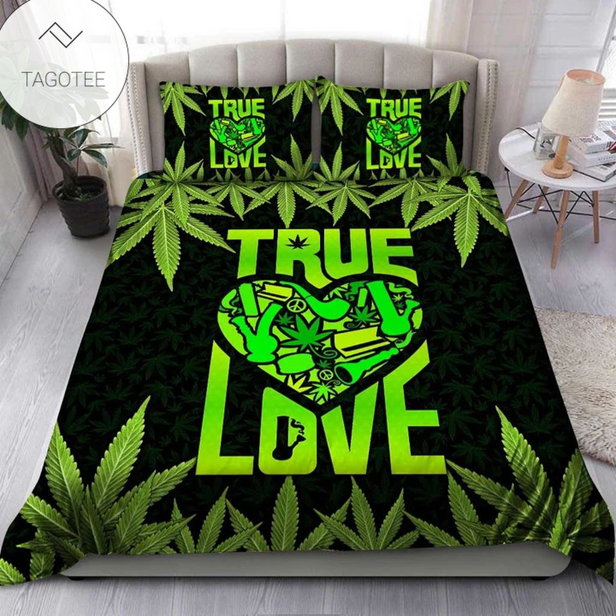True Love With Heart And Weed Bedding Set