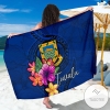 Tuvalu Polynesian Sarong Floral With Seal Blue Hawaiian Pareo Beach Wrap