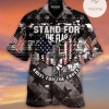 Veteran Aloha Shirts American Flag Cross Stand For The Flag Hawaiian Shirt Unisex Full Size