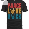 Vintage Peace Love Rock & Roll Concert Band Rock Music Lover T-shirt
