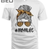 Womens Mom Life Messy Hair Bun Leopard Mother's Day T-shirt